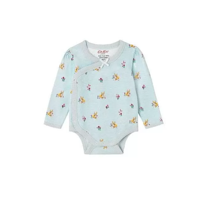 Baby Clothing*Cath Kidston Baby Puppy Fields Long Sleeve Kimono Bodysuit (0-24 Months)