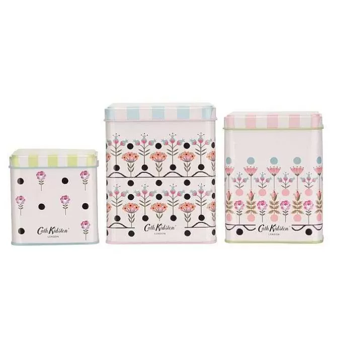 Baking Tools*Cath Kidston Ditsy Fields Set Of 3 Stacking Storage Tins