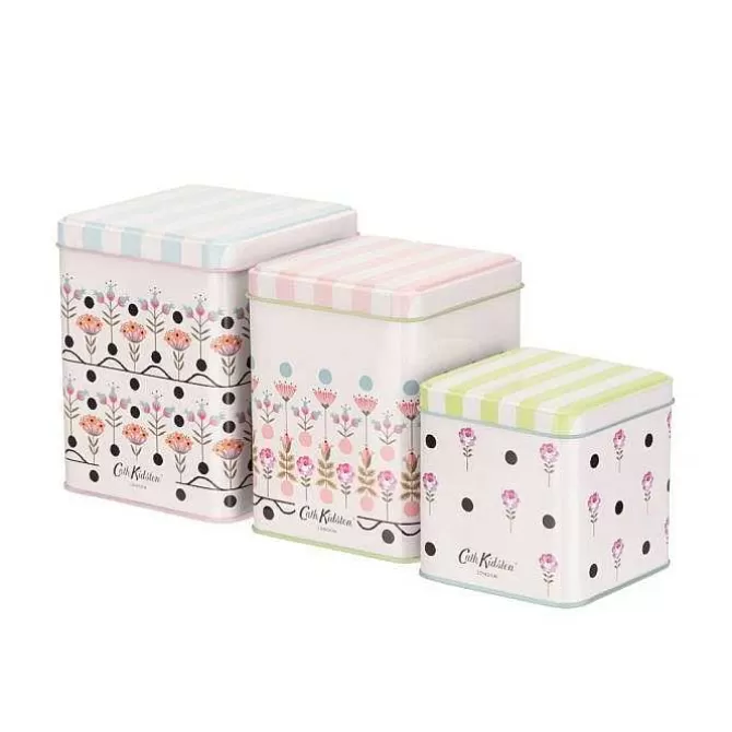 Baking Tools*Cath Kidston Ditsy Fields Set Of 3 Stacking Storage Tins