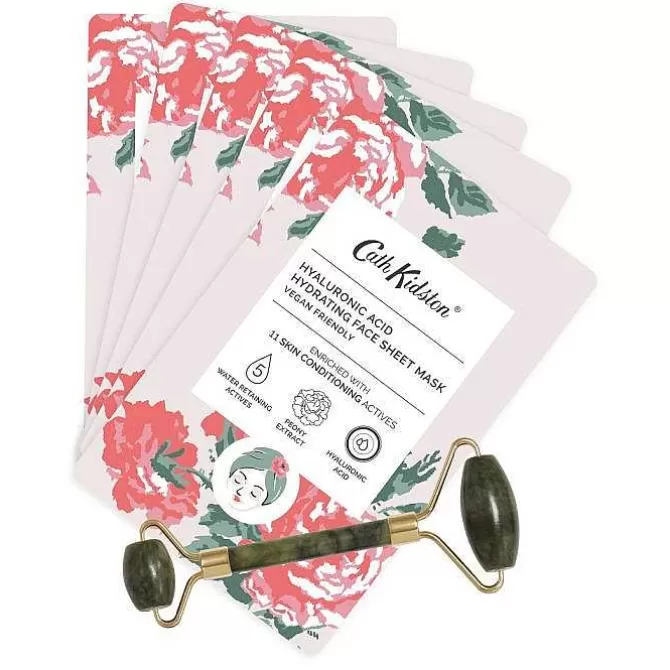 Home Fragrance & Toiletries*Cath Kidston Frill Heart Flowers Jade Roller And 5 Sheet Masks Rollaway Set