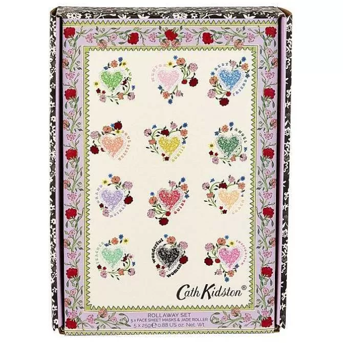 Home Fragrance & Toiletries*Cath Kidston Frill Heart Flowers Jade Roller And 5 Sheet Masks Rollaway Set