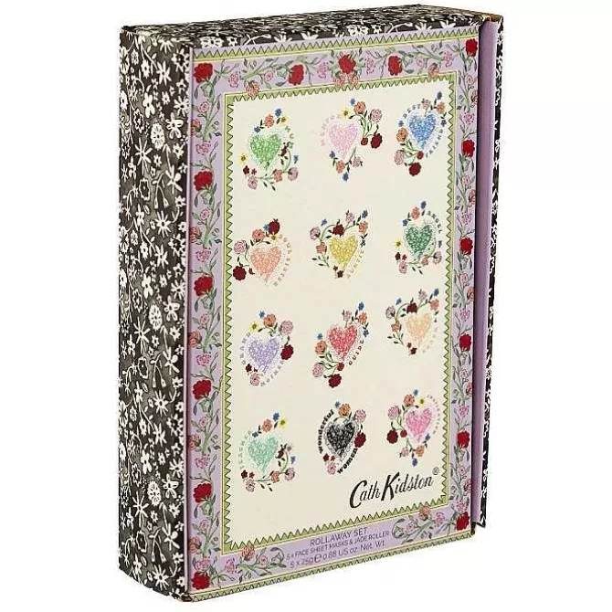 Home Fragrance & Toiletries*Cath Kidston Frill Heart Flowers Jade Roller And 5 Sheet Masks Rollaway Set