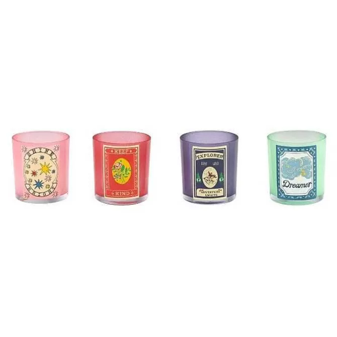 Decorations*Cath Kidston Keep Kind Set Of 4 Glass Tealight Holders