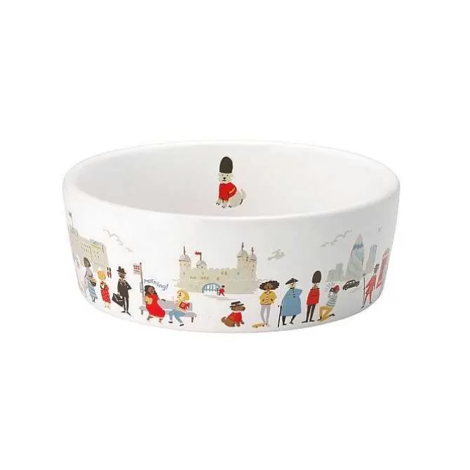 Online Exclusive*Cath Kidston London People Ceramic Pet Bowl - M/L