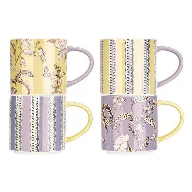 Mugs*Cath Kidston London Wisteria Set Of 4 Stacking Mugs