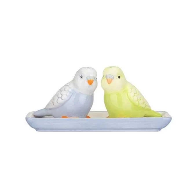 Cooking & Dining*Cath Kidston Love Budgies Salt & Pepper Shakers On Tray