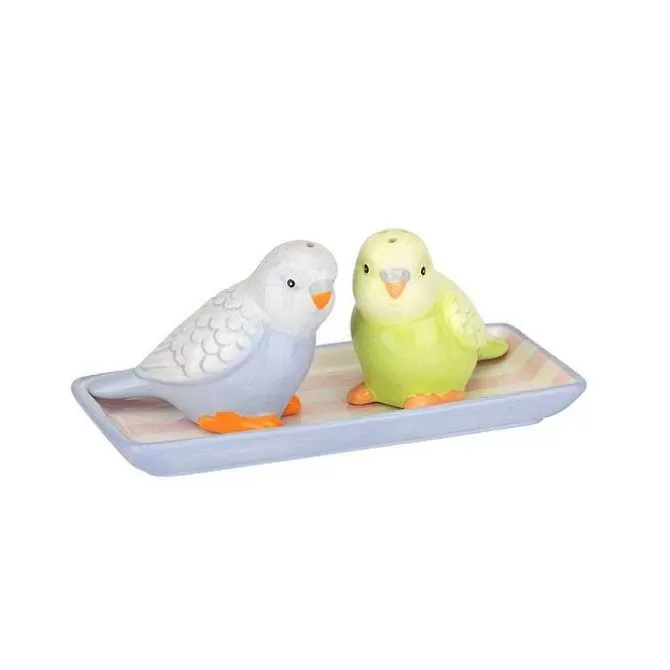 Cooking & Dining*Cath Kidston Love Budgies Salt & Pepper Shakers On Tray