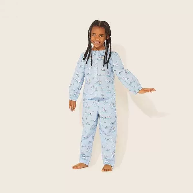 Kidswear*Cath Kidston Spring Bunnies And Lambs Peter Pan Collar Woven Pj Set
