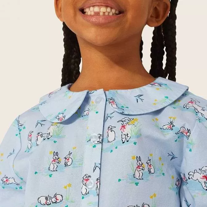 Kidswear*Cath Kidston Spring Bunnies And Lambs Peter Pan Collar Woven Pj Set