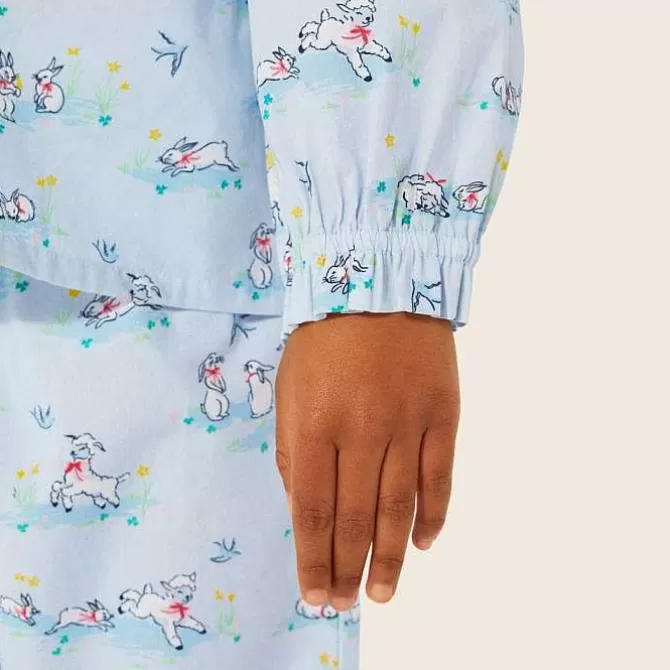 Kidswear*Cath Kidston Spring Bunnies And Lambs Peter Pan Collar Woven Pj Set