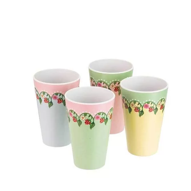 Picnic Essentials*Cath Kidston Strawberry 4Pk Melamine Picnic Tumblers